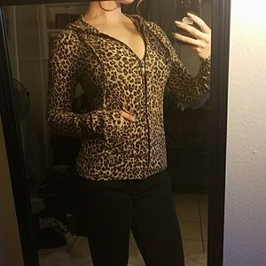 Hooded Leopard Print Jacket